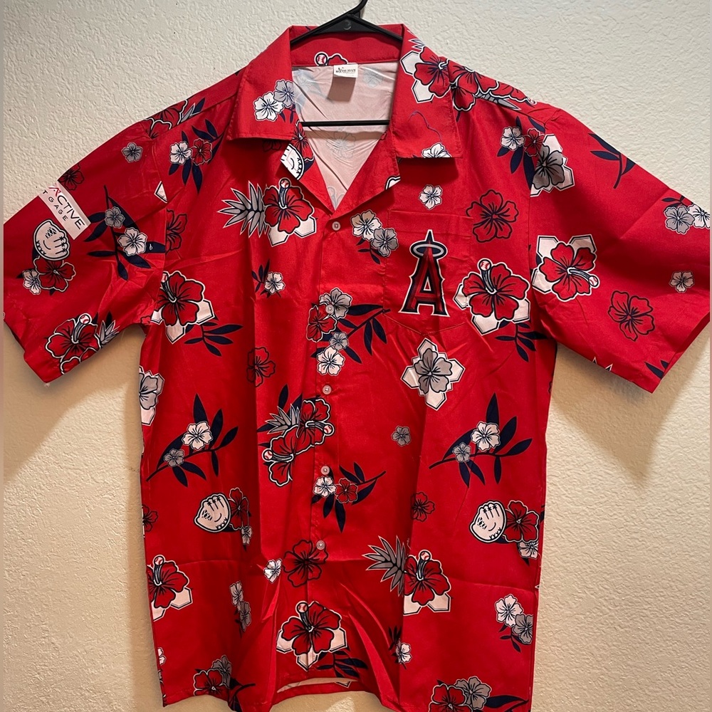 Angels Baseball, Hawaiian 🌺 Button Up Shirt 👕, One Size fits Most, NWOT
